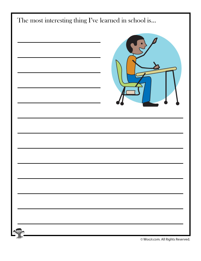 Printable School Writing Prompts Worksheets | Woo! Jr. Kids Activities ...