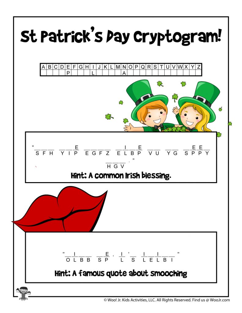 St. Patrick's Day Cryptogram St. Patrick's Day Word Puzzles | Woo! Jr. Kids Activities : Children's ...